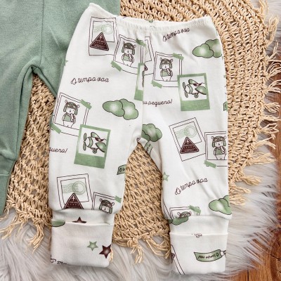 Kit 3 calças - Ursinhos, Verde, Aviador 